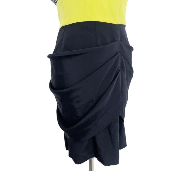 ABAETE Silk Strapless Colorblock Zipper Draped Minidress Size 2 - Picture 3 of 10